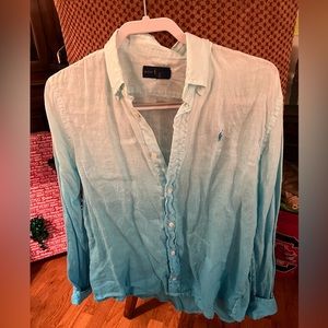 Polo by Ralph Lauren Ombre Light Blue Button-Down Linen Shirt